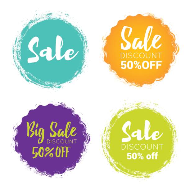 Sale Tags Vector illustration of the sale tag elements. discount label. promo buttons stock illustrations