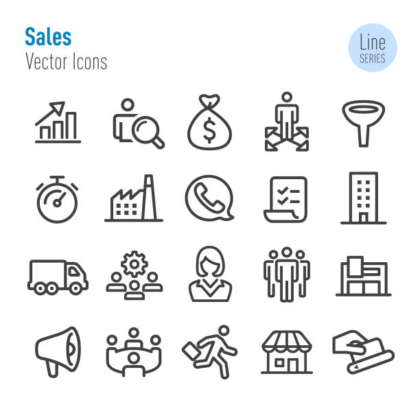 Sales Icons - Vector Line Series Sales, Business, connection clipart stock illustrations