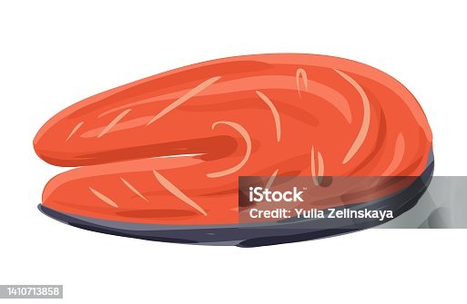 istock Salmon fish fille in cartoon style isolated on white background 1410713858