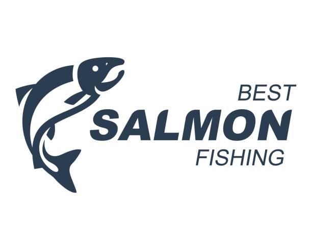 illustrations, cliparts, dessins animés et icônes de signe de pêche saumon vector illustration - saumon