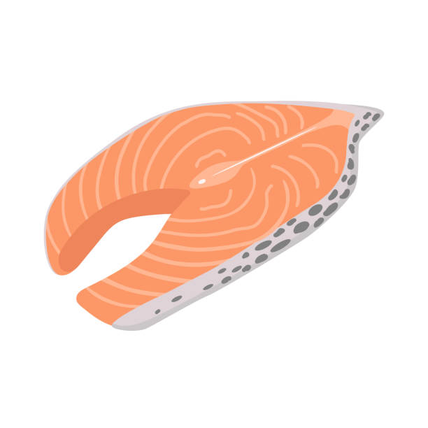illustrations, cliparts, dessins animés et icônes de steak de saumon vecteur isolé filet de filet rouge poisson utile - filet de poisson