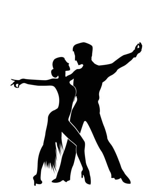 Salsa dancers silhouettes vector art illustration