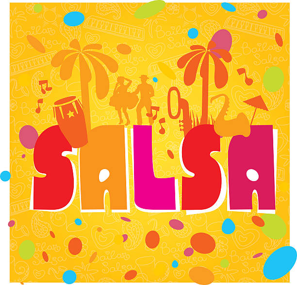 salsa vector lettering - salsa dancing stock illustrations