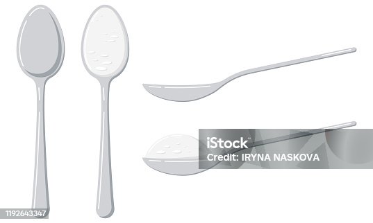 istock Salt in spoon vector illustration top and front view. 1192643347