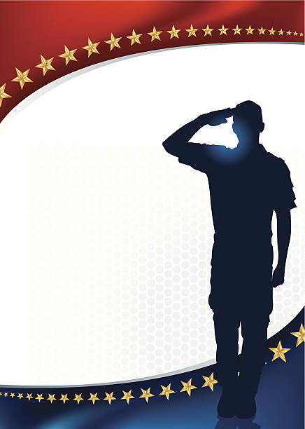 Salute Holiday Background Salute Holiday Background. Graphic silhouette background illustration of a Military Soldier or Boy Scout saluting. Check out my "World War Two" light box for more. memorial day background stock illustrations
