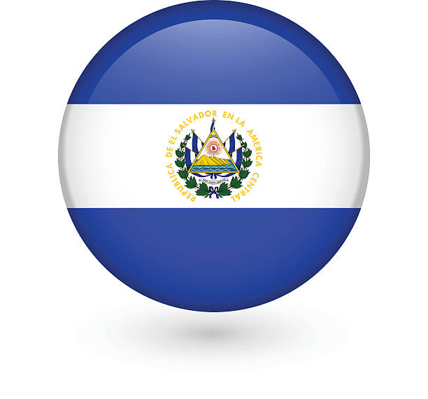 Salvadoran flag vector button vector art illustration