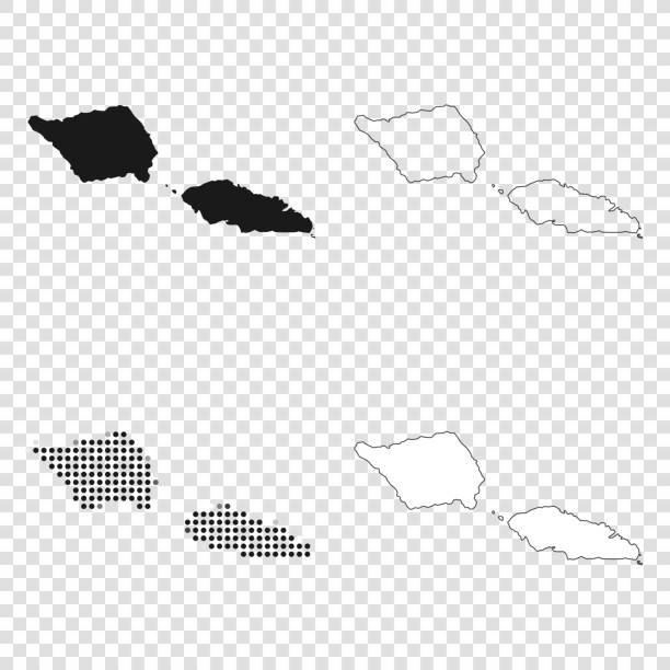 Samoa maps for design - Black, outline, mosaic and white Map of Samoa for your own design. With space for your text and your background. Four maps included in the bundle: - One black map. - One blank map with only a thin black outline (in a line art style). - One mosaic map. - One white map with a thin black outline. The 4 maps are isolated on a blank background (for easy change background or texture).The layers are named to facilitate your customization. Vector Illustration (EPS10, well layered and grouped). Easy to edit, manipulate, resize or colorize. apia samoa stock illustrations