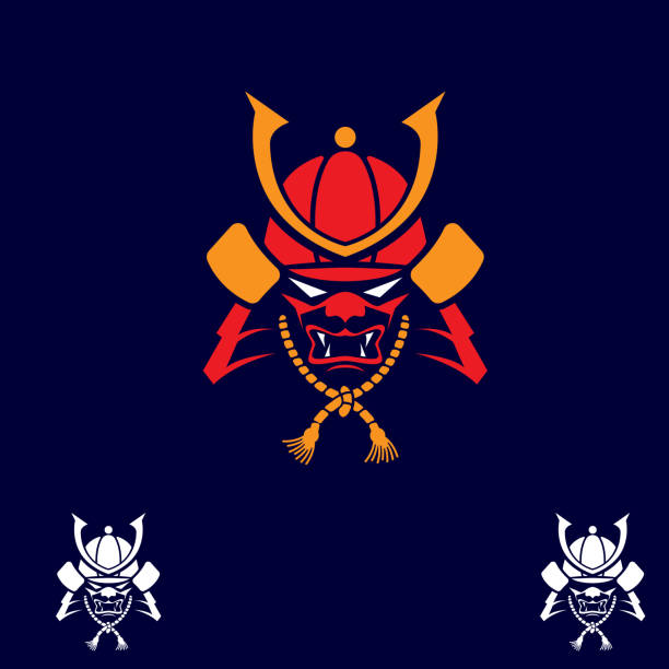 Samurai head symbol vector art illustration