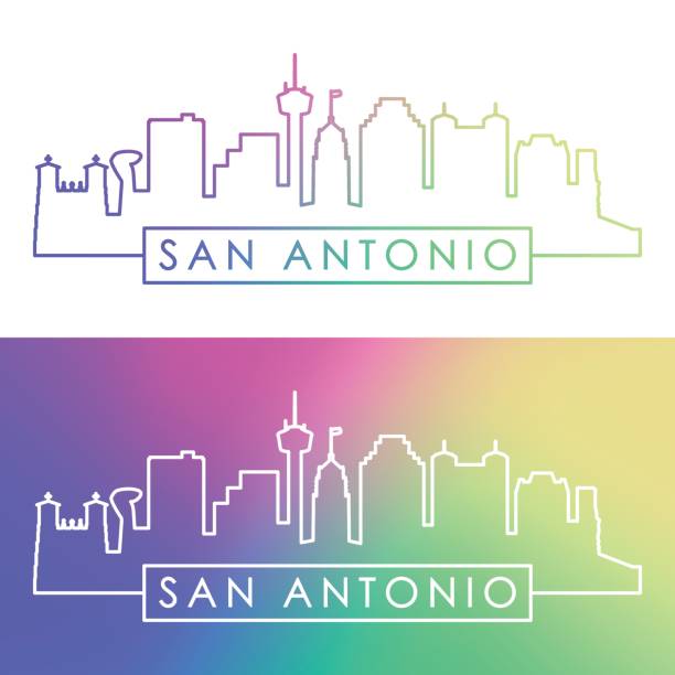 San Antonio skyline. Colorful linear style. Editable vector file. San Antonio skyline. Colorful linear style. Editable vector file. san antonio stock illustrations