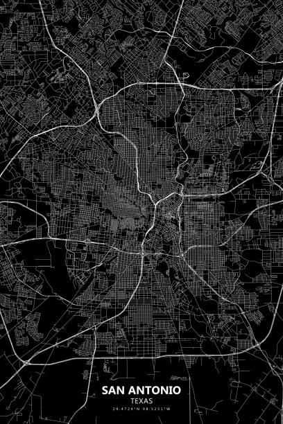 San Antonio, Texas Vector Map Poster Style Topographic / Road map of San Antonio, TX, USA. Original map data is public domain sourced from www.census.gov/ san antonio stock illustrations