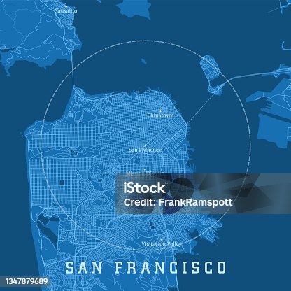istock San Francisco CA City Vector Road Map Blue Text 1347879689