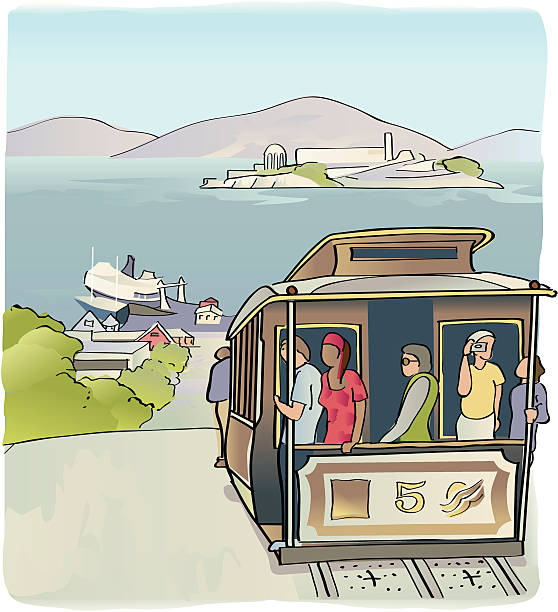 illustrazioni stock, clip art, cartoni animati e icone di tendenza di tram di san francisco - alcaraz