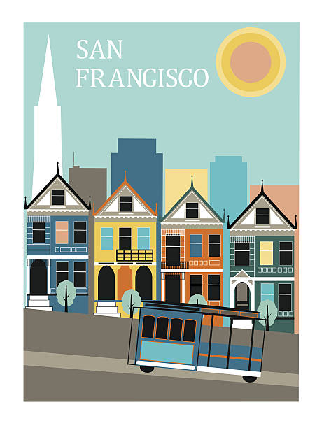 San Francisco California. San Francisco California USA in bright colors. Vector illustration san francisco stock illustrations