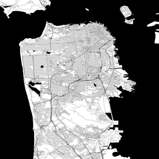 San Francisco, California Vector Map Topographical/Road map of San Francisco CA. Original map data is public domain sourced from www.census.gov/ alcaraz stock illustrations