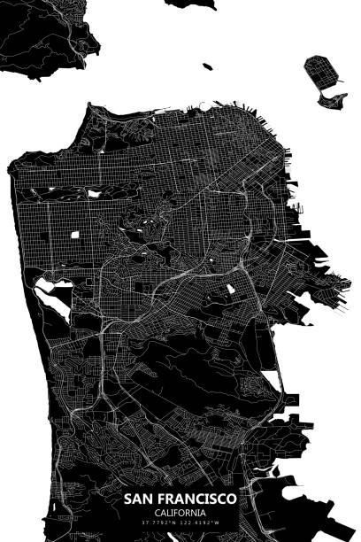 San Francisco, California Vector Map Topographic / Road map of San Francisco CA - Poster Style. Original map data is public domain sourced from www.census.gov/ alcaraz stock illustrations
