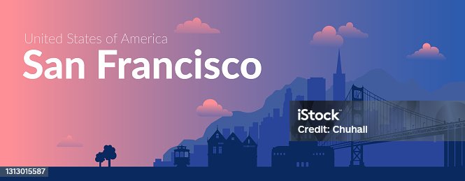 istock San Francisco, USA famous city scape background. 1313015587