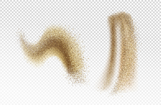 Sand fall, pour or explosion, sandy grains stains