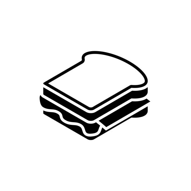 ilustraciones, imágenes clip art, dibujos animados e iconos de stock de icono de bocadillo negro sobre fondo blanco. ilustración de comida rápida - sandwich