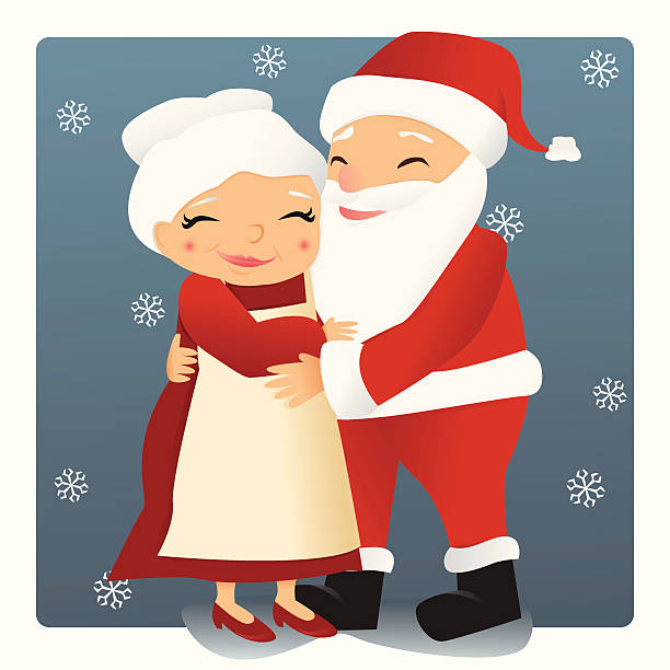 санта и мать рождество - santa and mrs claus stock illustrations.