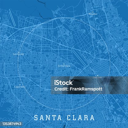 istock Santa Clara CA City Vector Road Map Blue Text 1353874943