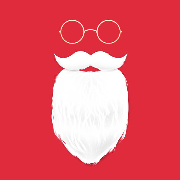 ilustrações de stock, clip art, desenhos animados e ícones de santa claus beard and mustache and glasses. - barba