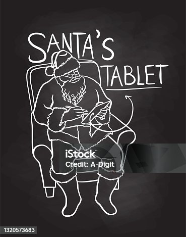 istock Santa Claus Going Digital Chalkboard 1320573683