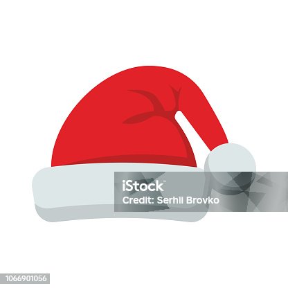istock Santa Claus hat flat style icon. Vector illustration. 1066901056