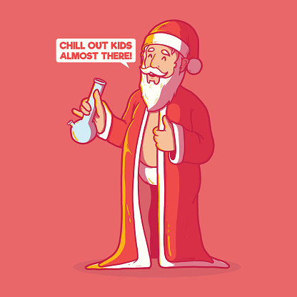 Santa Claus holding a bong vector illustration.