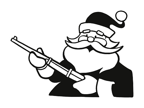 Santa Claus Holding a Rifle