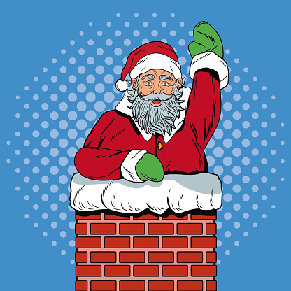 サンタ クロースは煙突クリスマス Pop アートの あごヒゲのベクターアート素材や画像を多数ご用意 Istock