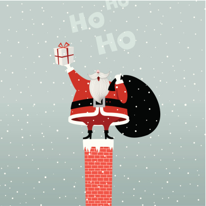 Santa Claus In Chimney retro gift present illustration vector myillo