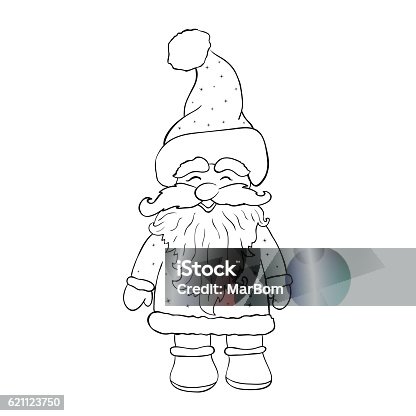 istock Santa Claus isolated on white background vector. Page for colori 621123750