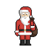 istock Santa Claus. New Year and Christmas pixel art on white background. 1351695432