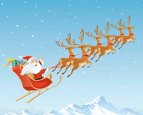 산타 클라우스 - 썰매 동물을 이용한 교통 stock illustrations
