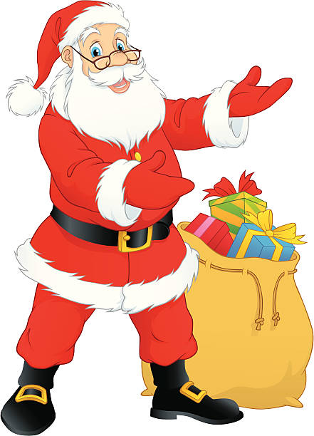 Santa Claus With Christmas Presents vector art illustration