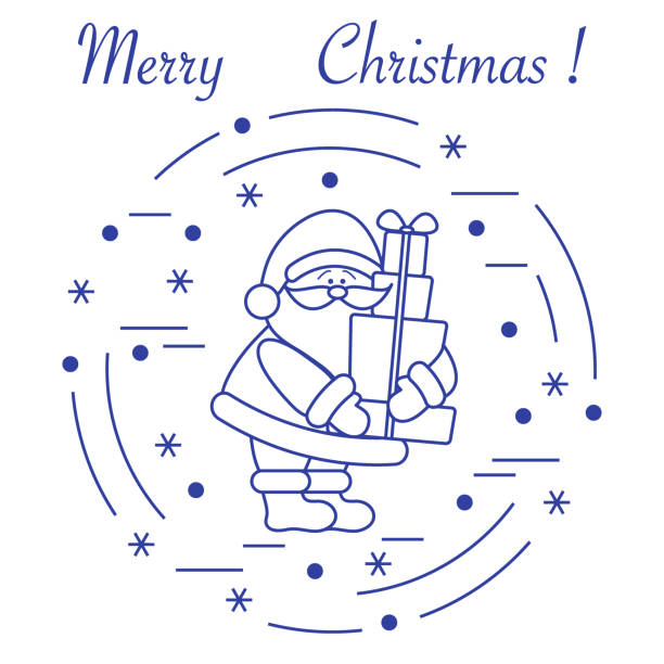 bildbanksillustrationer, clip art samt tecknat material och ikoner med jultomten med presenter. nyår och jul symboler. - santa holding magazine