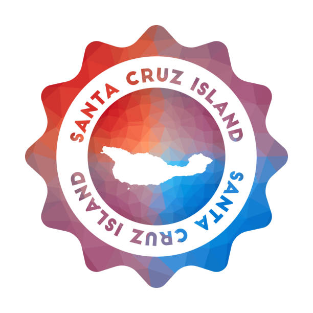 stockillustraties, clipart, cartoons en iconen met santa cruz eiland laag poly logo. - hogeschool rood samen