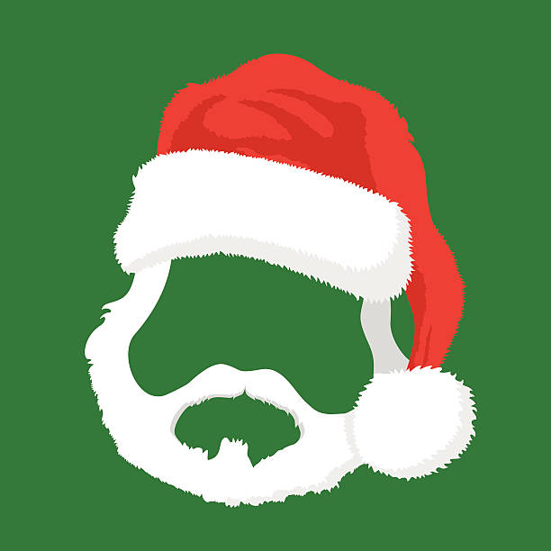 Santa Hat and beard on the green background Santa Hat and beard on the blue background. Ideal for mounting someone's face under Santa hat with beard. Vector files can increase to any size without spoiling the resolution. lepro stock illustrations