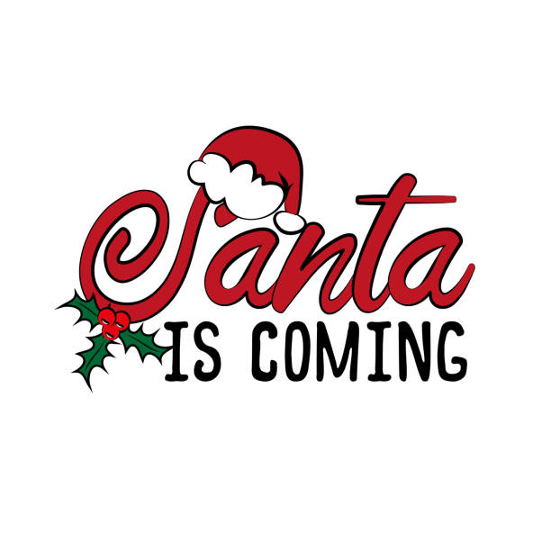 ilustrações de stock, clip art, desenhos animados e ícones de santa is coming -calligraphy for christmas - a letter to santa claus, christmas gifts