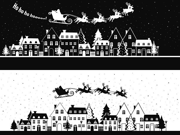 Santa is Coming Santa's Sleigh. EPS 8. christmas silhouettes stock illustrations