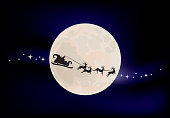 santa's chariot on moon - design element / background