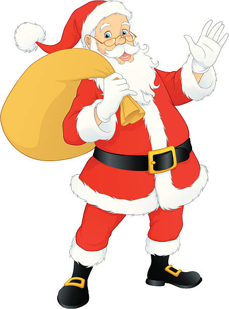 Santa With Presents vector art illustration