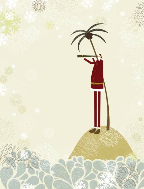Santa's island vector art illustration