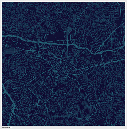 sao paulo city blue structure art map,Brazil
