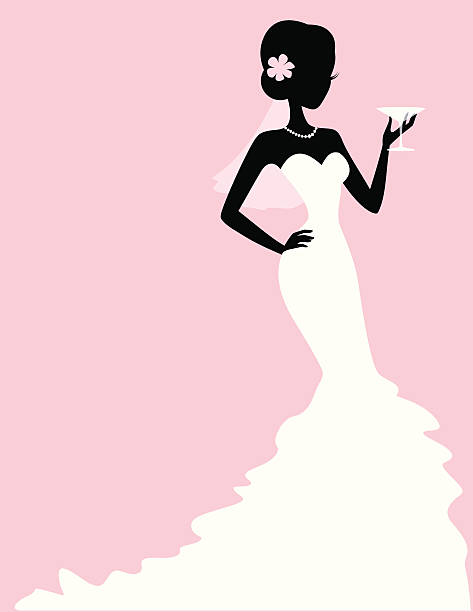 Sassy Bride Martini Silhouette vector art illustration
