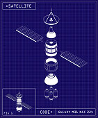 istock Satellite Blueprint Radar Spacecraft Outer Space Exploration Technology 1313083261