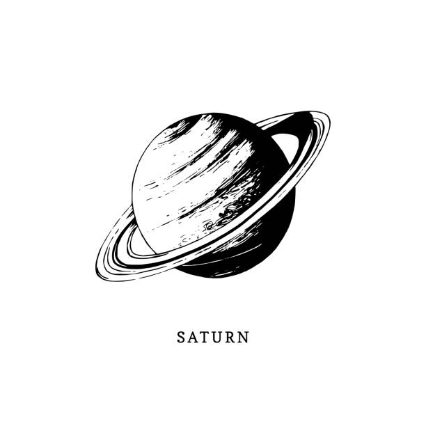Saturn planet image on white background. Hand drawn vector illustration Saturn planet image on white background. Hand drawn vector illustration. Saturn stock illustrations