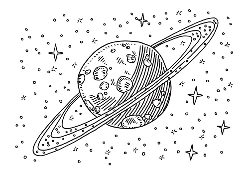 Saturn Planet In Space Drawing