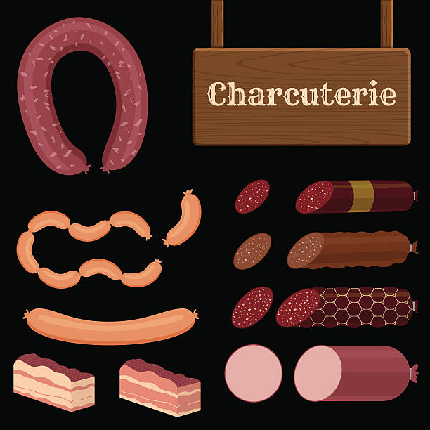 stockillustraties, clipart, cartoons en iconen met sausages - chorizo