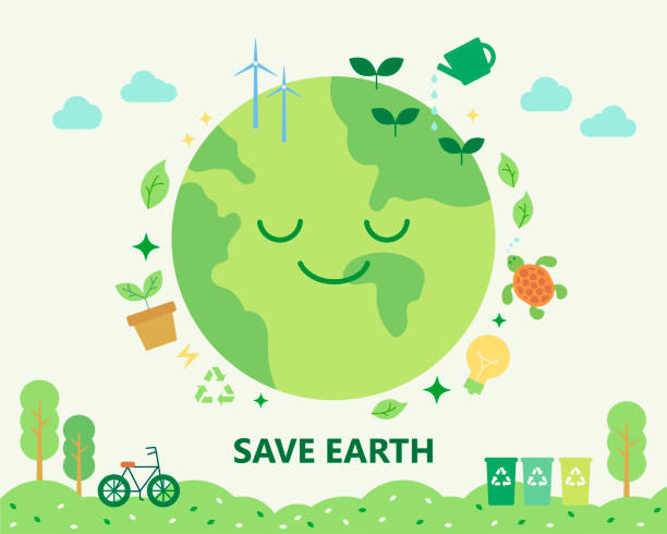 Save earth vector art illustration